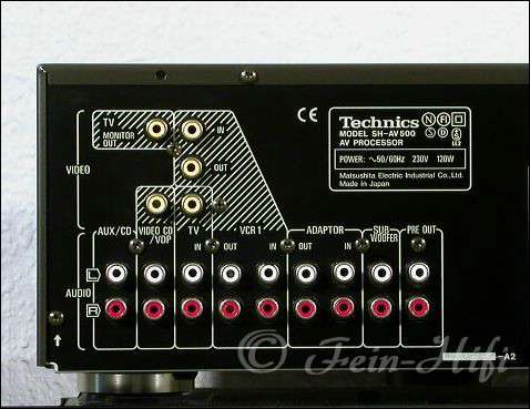Zeigt die Rückseite von Technics SH-AV500 D