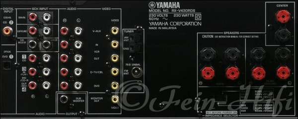 Zeigt die Rückseite von Yamaha RX-V430RDS H