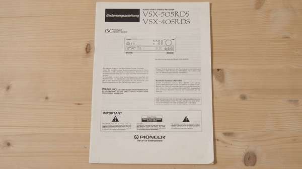 Bedienungsanleitung für Pioneer VSX-405RDS, VSX-505RDS AV Receiver