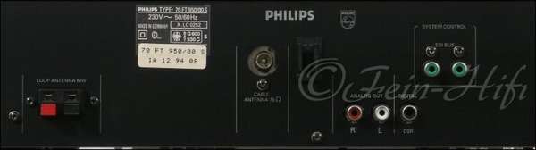 Zeigt die Rückseite von Philips FT-950 RDS S